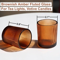 Photophore en verre imprimé soyeux couleur ambre, côtelé, écologique, pour Thanksgiving, Noël, Pâques, mariage, dîner, fête