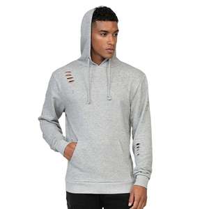 Sudadera con capucha desgastada vintage de peso pesado de 100% algodón personalizada para hombre, color sólido de gran tamaño con parte delantera de felpa francesa transpirable para invierno - Product Image 6