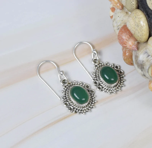 Wholesale Handmade 925 Sterling Silver <b>Green</b> Onyx Gemstone Hook Earrings Oval Designer Dangle <b>Jewelry</b> for Anniversary Gifts - Product Image 3