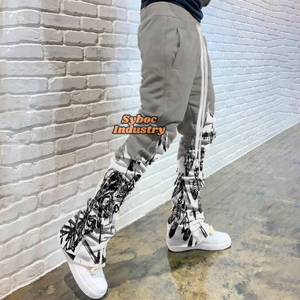 Pantalon baggy élégant pour femmes 420 GSM coton lourd décontracté sangle latérale conception impression personnalisée lavage coloré 100% coton matériel - Product Image 6