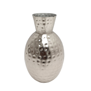 Nouvelle conception vaisselle décorative en aluminium martelé Vase à fleurs finition argentée pour la maison et la décoration de mariage Vase en métal - Product Image 1