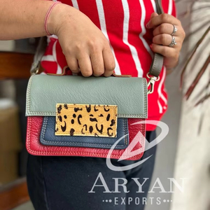 Bolso bandolera de Color rechoncho de cuero reciclado de nuevo estilo, bolso de cuero de piel con estampado de animales de alta calidad, bolso de hombro multicolor para mujer - Product Image 1