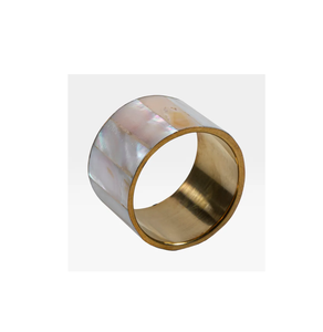 Anillos de servilleta de trabajo de nácar, anillo de tejido de latón de nácar redondo clásico para accesorio de mesa de fiesta - Product Image 3