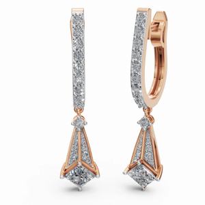 Pendientes de Diamantes de Ilusión Nebulosa de Oro de 9 Quilates de Primera Calidad, Corte Princesa y Redondo, Joyería Cultivada en Laboratorio, Proveedor Mayorista B2B para Exportación - Product Image 4