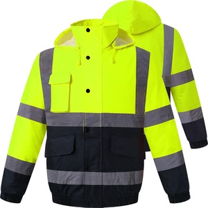 High Visibility Winter Jacket Workwear Bomber Jacket Insulated Workwear with Multi Pockets for <b>Men</b> - Product Image 5