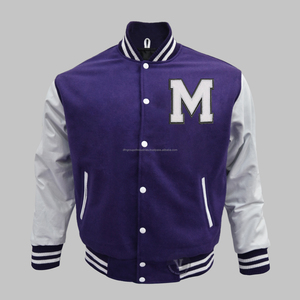 แจ็กเก็ตเลตเทอร์แมนทีมโรงเรียนแจ็คเก็ตขนสัตว์แขนหนังแท้สำหรับผู้ชายและผู้หญิง - Product Image 1