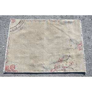 Vintage 2.3 X 3.2ft tapis turc Beige rouge Patchwork Design grande surface laine PP matériel salon tapis Latex pour décorations - Product Image 4