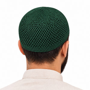 Bonnet de prière Kufi en tricot vert pour hommes – Respirant, léger, polyvalent pour le quotidien - Product Image 2