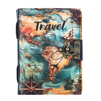 Carnet de voyage inspirant avec carte du monde imprimée, en cuir véritable coloré, pour croquis de destinations et lecture classique
