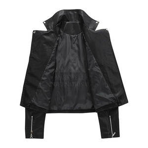 Último diseño chaqueta cómoda 2022 de alta calidad de piel de oveja Turn Down Collar mujer chaqueta de cuero de moda - Product Image 4