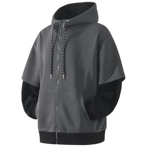 Men Color Block <b>Zip</b> Up <b>Hoodie</b> Casual Loose Fit Lightweight Sweatshirt New Trend Hooded Jacket with <b>Pockets</b> Contrast Color Jacket - Product Image 6