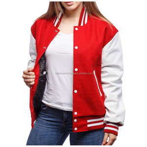 Chaquetas de béisbol deportivas personalizadas para mujer de fabricantes OEM, ropa de moda duradera con mangas de cuero, chaquetas Letterman en venta - Product Image 2