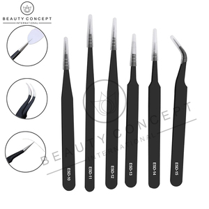 Pinzas de pestañas curvas rectas de acero inoxidable Pinzas de extensión de pestañas Herramientas de maquillaje de Beauty Concept International - Product Image 2