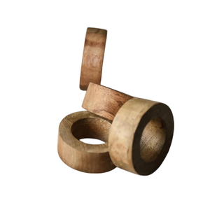 Ensemble de 6 ronds de serviette en bois à facettes fabriqués à la main Porte-serviettes modernes en bois naturel pour mariage et décoration de salle à manger fantaisie - Product Image 4