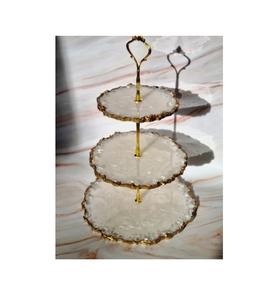 Soporte de pastel de 3 niveles de madera hecho a mano de la mejor calidad con taza de resina decoración del hogar manualidades regalos - Product Image 6