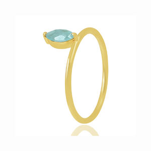 แหวนแหวนพลอยอมาโซไนต์เงินสเตอร์ลิง925ดีไซน์เรียบง่ายคลาสสิกพร้อมชุบทองสำหรับงานแต่งงาน - Product Image 2