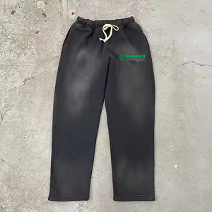 Wholesale Heavyweight Cotton Acid Washed <b>Men's</b> Sweatpants Casual Wide Leg Sun Faded <b>Man</b> <b>Trouser</b> Jogger Straight Sweatpants - Product Image 6