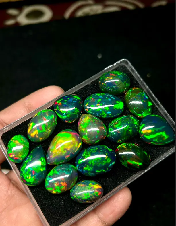 Hot Selling Beautiful Natural Ethiopian Black Opal Cabochon Lot Welo Opal Making Jewelry Crystal Loose Gemstone Cabochon Pendant