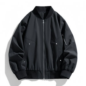 Chaqueta de Hombre de Alta Calidad, a la Moda, al por Mayor, de Color Sólido, con Cremallera, Chaqueta Bomber de Béisbol, Chaqueta de Hombre - Product Image 2