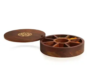 High Quality Wood Floral Burnt Kitchen Decorative <b>Masala</b> <b>Box</b> for Serving Made in Vietnam Eid Muslim Holidays Available Wholesale - Product Image 3