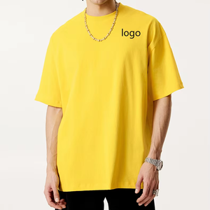 T-shirts d'été pour hommes, poids lourd 330Gsm, logo personnalisé imprimé Vintage de qualité supérieure, surdimensionnés, épaules tombantes, respirants - Product Image 3