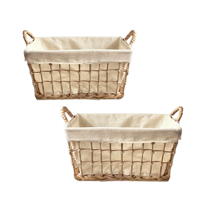 Cesta de almacenamiento de jacinto de agua de bambú de ratán de algas marinas tejidas a mano naturales con forro de algodón suave solución de almacenamiento ecológica - Product Image 1