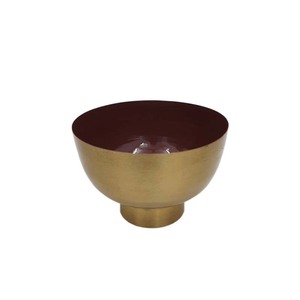 Bol en métal en fer de forme ronde pour dessus de cuisine et de table Bol de service et bols décoratifs en plaqué or et noir faits à la main en vrac - Product Image 6