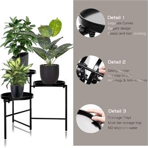 3-Tier Tall Metal Indoor & Outdoor Plant Stand with Heavy-Duty Curved Iron Flower <b>Pot</b> <b>Holder</b> Shelf 3-<b>Pot</b> Planter for Garden Use - Product Image 4