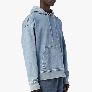 <b>Low</b> Price Unique Style Jeans Hoodie Outdoor Wear Long Sleeve Cotton Material Jeans Hoodie Attractive Look Jeans Hoodie - Product Image 2