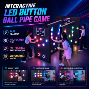 เกมติดผนังแบบกดปุ่มไฟ LED สำหรับเล่นกับท่อและลูกบอล  กระตุ้นการเล่นแบบอินเทอร์แอคทีฟในห้อง - Product Image 2