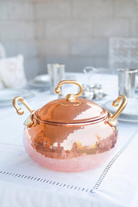 Casserole en cuivre faite à la main, marmite en cuivre, ustensiles de cuisine, cuivre vintage, ustensiles de cuisine en cuivre avec couvercle - Product Image 2