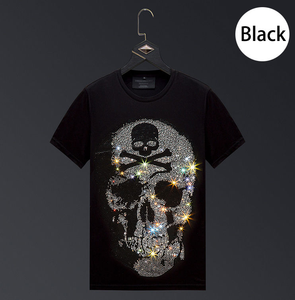 เสื้อยืดผู้ชายประดับเพชรเทียม รับทำแบรนด์ เสื้อยืดประดับเพชรเทียม ผ้าฝ้ายเนื้อนุ่ม ประดับด้วยหินวิบวับ เสื้อยืดประดับเพชรเทียมสุดหรู คุณภาพส่งออก - Product Image 3