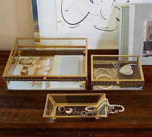 Boîte à bijoux en métal et en verre de luxe Organisateur décoratif Idéal pour les cadeaux de mariage, d'anniversaire - Product Image 6