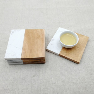 Personalized 4 Inch Square Hexagon Wooden Coaster Blank Wedding Gift <b>Bar</b> Home Drink <b>Mat</b> Tea Coffee Table Pad Wood Marble Design - Product Image 4