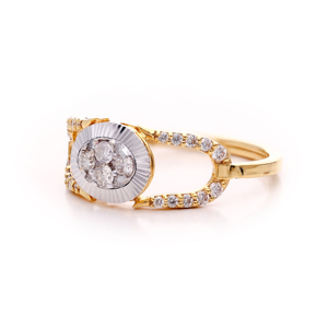 Anillo de Compromiso de Oro Sólido de Lujo con Diseño Ovalado de Rayos de Sol, Anillo de Dos Tonos con Incrustaciones para Boda y Fiesta - Product Image 4