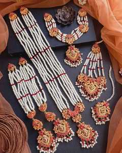 Conjuntos de Gargantilla y aretes de collar multicapa con cuentas de perlas de alta calidad para boda, fiesta, compromiso, aniversario, regalo perfecto - Product Image 3