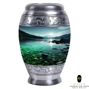 Urne commémorative en aluminium fabriquée à la main Urnes funéraires en métal avec revêtement Meena Large (220 Cu In) et souvenir - Product Image 2