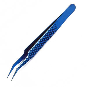 Pince à cils bleue en acier inoxydable, outil d'extension de cils, outil de précision pour l'épilation des sourcils et le maquillage - Product Image 1