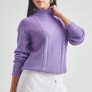 Sweat-shirt d'hiver à col montant pour femme en polyester/spandex, polaire léger, style épaules tombantes, impression de logo personnalisée, service OEM - Product Image 2