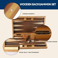 Jeu de société de stratégie classique traditionnel en bois massif de 21 pouces, jeu de backgammon pliable de qualité supérieure avec design d'incrustation, jouet éducatif