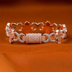 Pulsera de Plata de Ley 925 con Incrustaciones de Diamantes Moissanite VVS, Brazalete de Eslabones Personalizable, Estilo Hip Hop - Product Image 3