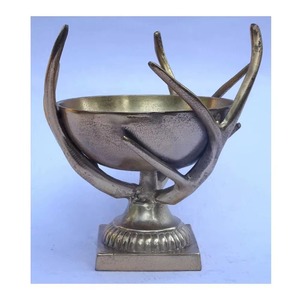 Enfriador de vino de asta de latón de estilo elegante, cuenco de Metal decorativo, acabado de latón antiguo, frutero perfecto y Decoración elegante para el hogar - Product Image 1