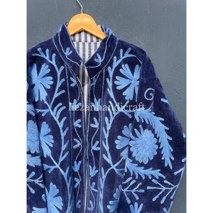 Chaqueta Suzani Azul Rey, Chaqueta Bordada Uzbeka con Dos Bolsillos Laterales, Ropa de Fiesta, Abrigo Unisex, Chaquetas Boho Hippie - Product Image 2
