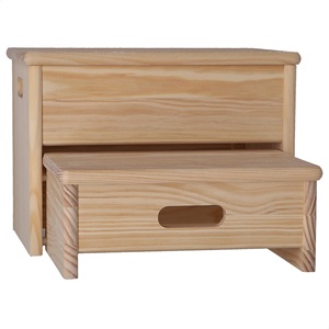 Sgabello a 2 Gradini WELL HOME con Finitura Non Verniciata 35x25x20 cm per Uso Domestico o in Ufficio - Product Image 3