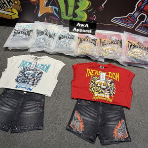 Nueva Llegada de Verano, Conjunto de Camiseta y Pantalones Cortos para Hombre con Pedrería, de Alta Calidad, al por Mayor, con Impresión de Logotipo Personalizado, 100% Algodón, de Secado Rápido - Product Image 2
