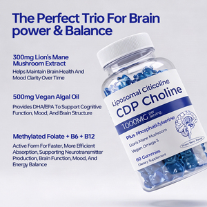 Gomitas de Citicolina Liposomal GMP, <span class=keywords><strong>CDP</strong></span> Colina, Fosfatidilserina, Melena de León, Omega 3 Vegano para la Salud Cerebral, Fabricante OEM - Product Image 5