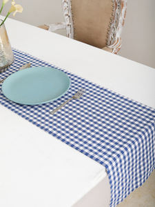 Bleu marine à carreaux 100% coton teint en fil chemin de table tissu tissé de luxe maison hôtels fêtes mariages cuisine extérieure moderne - Product Image 2