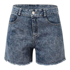 Pantalones cortos vaqueros ligeros hechos a medida para la venta en línea Pantalones cortos vaqueros hechos de algodón de la mejor calidad para mujer - Product Image 1