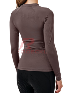 Camiseta atlética Ecuestre para mujer, tela elástica transpirable, elegante camisa de montar ligera de secado rápido que absorbe la humedad diseñada - Product Image 6