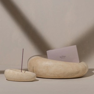 Bol de piédestal en travertin beige classique moderne en pierre naturelle décor à la maison pour Villa salle à manger hôtel revêtement mural cuisine salon - Product Image 2